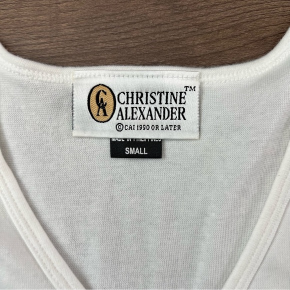 Christine Alexander V-Neck Rhinestone Embellished Tank Top White Size Small - Picture 4 of 6